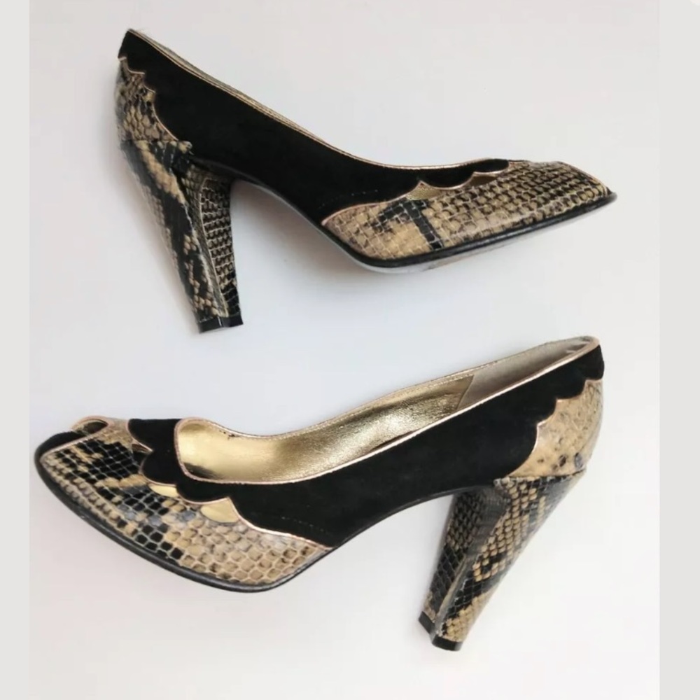 Marc by Marc Jacobs Suede/Snakeskin Peep Toe Pumps